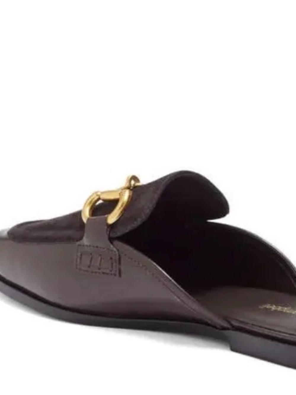 Jeffrey Campbell Dark Brown Leather & Suede Mule with Gold Horsebit - Picture 4 of 5